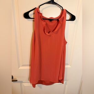 Ann Taylor Coral Sleeveless Ruffle Blouse